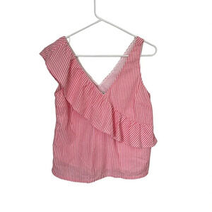 Vineyard Vines Seersucker Ruffle Pink & White Tank 2